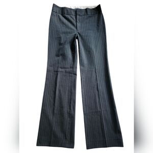 Banana Republic Black Pinstripe Mid Rise Wide Leg Tailored Trouser 8 Tall Length